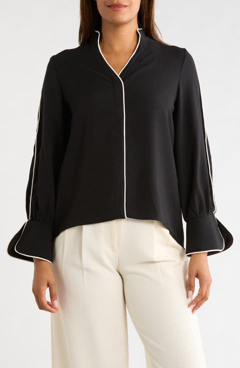 High Neck Popover Blouse