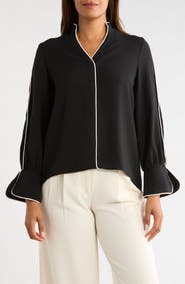 PATRIZIA LUCA High Neck Popover Blouse