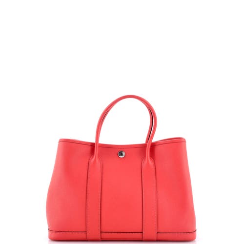 Pre-owned Hermes Hermes Garden Party Tote Leather 30 In Red