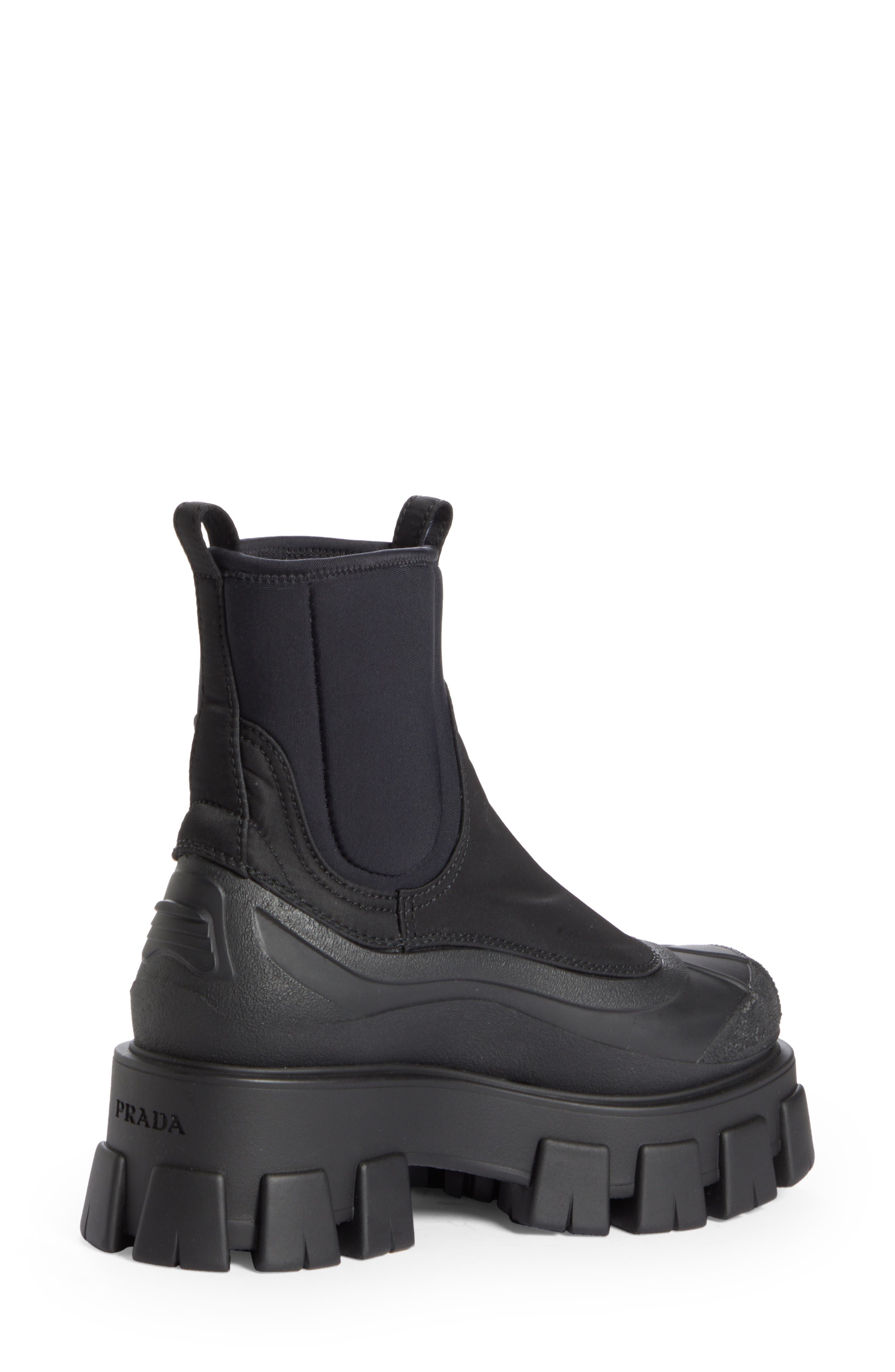 Prada Logo Monolith Duck Boot, Alternate, color, 