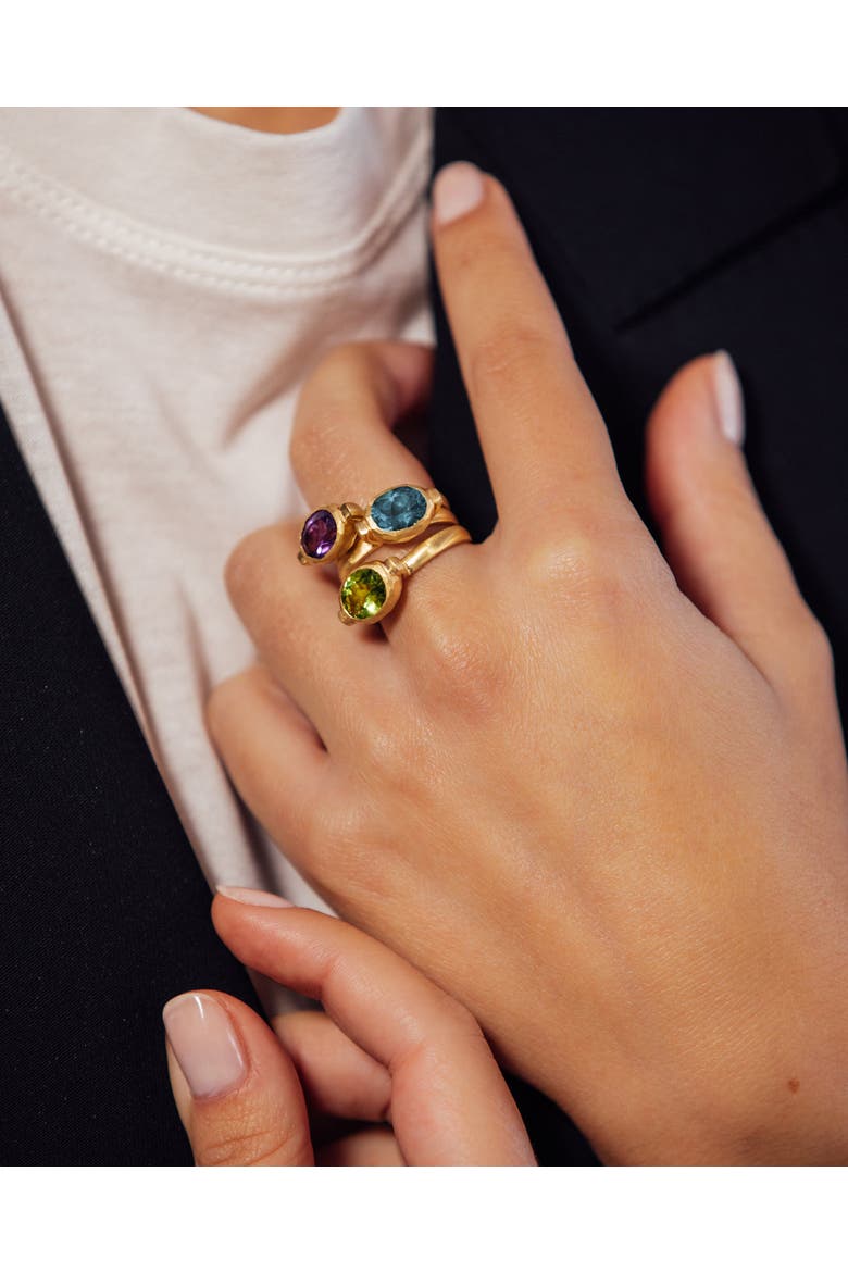 Ellipse Ring  with Natural Gemstones. Handmade in Italy, Alternate, color, Green Peridot