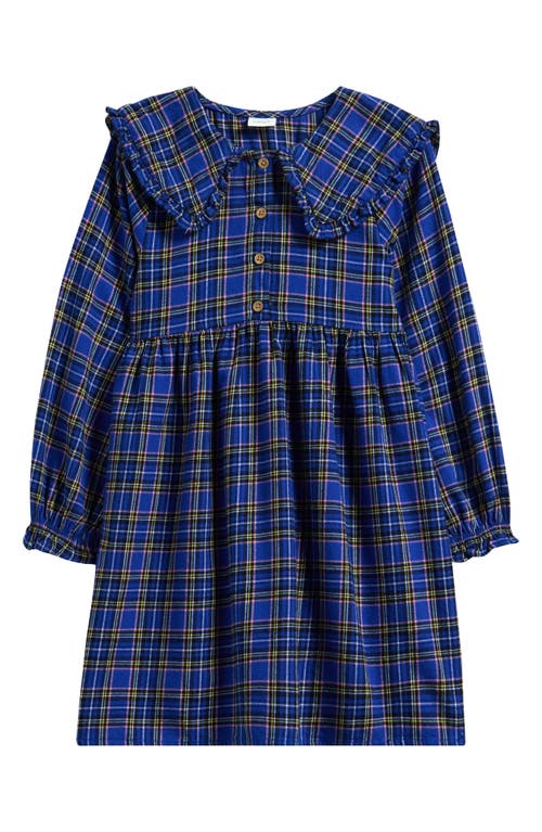 Next Kids' Check Collared Cotton Dress In Blue
