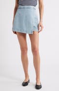PAIGE Aven Wrap Denim Miniskirt