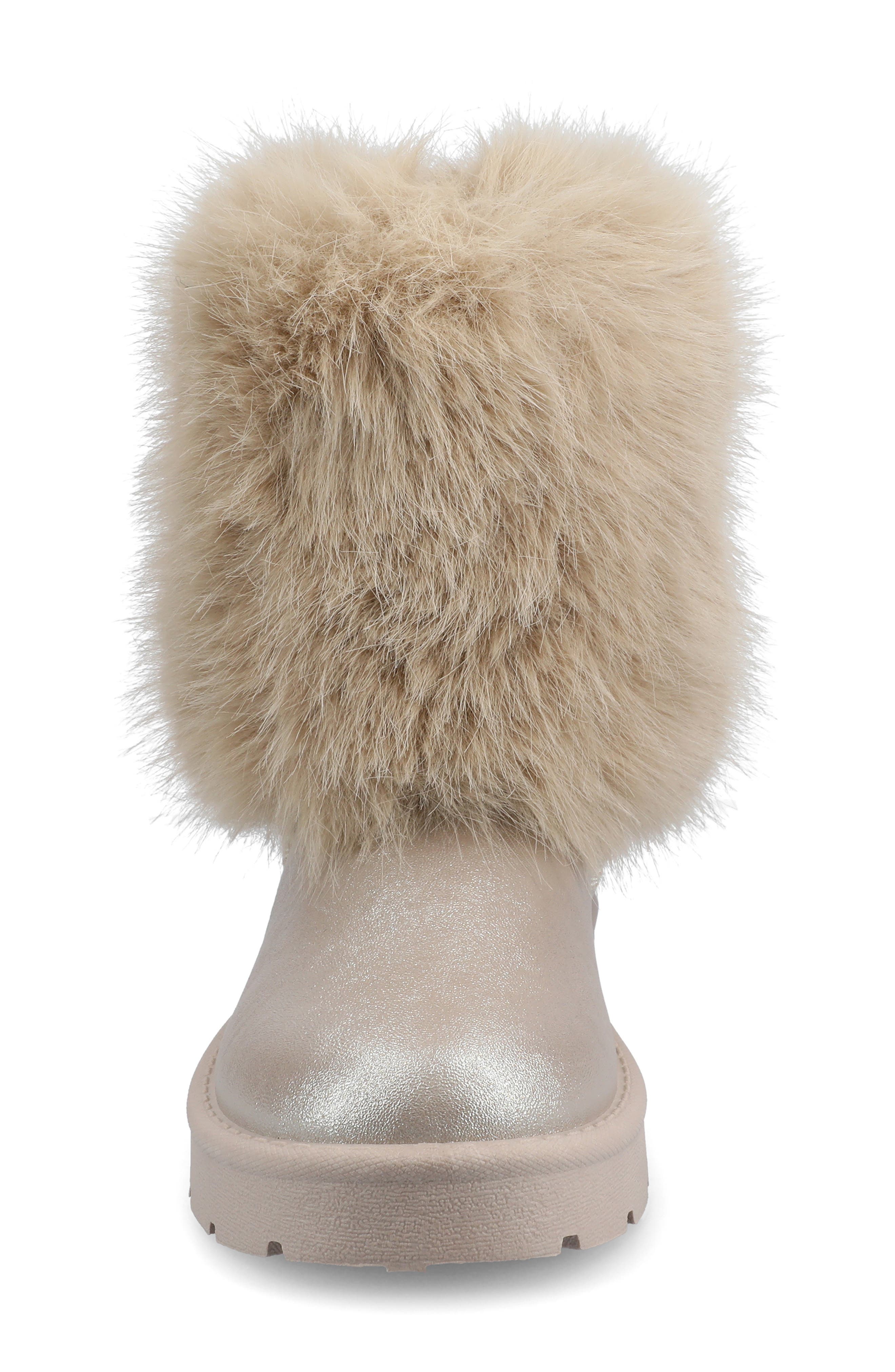 Journee Collection Shanay Faux Fur Boot, Alternate, color, Champagne