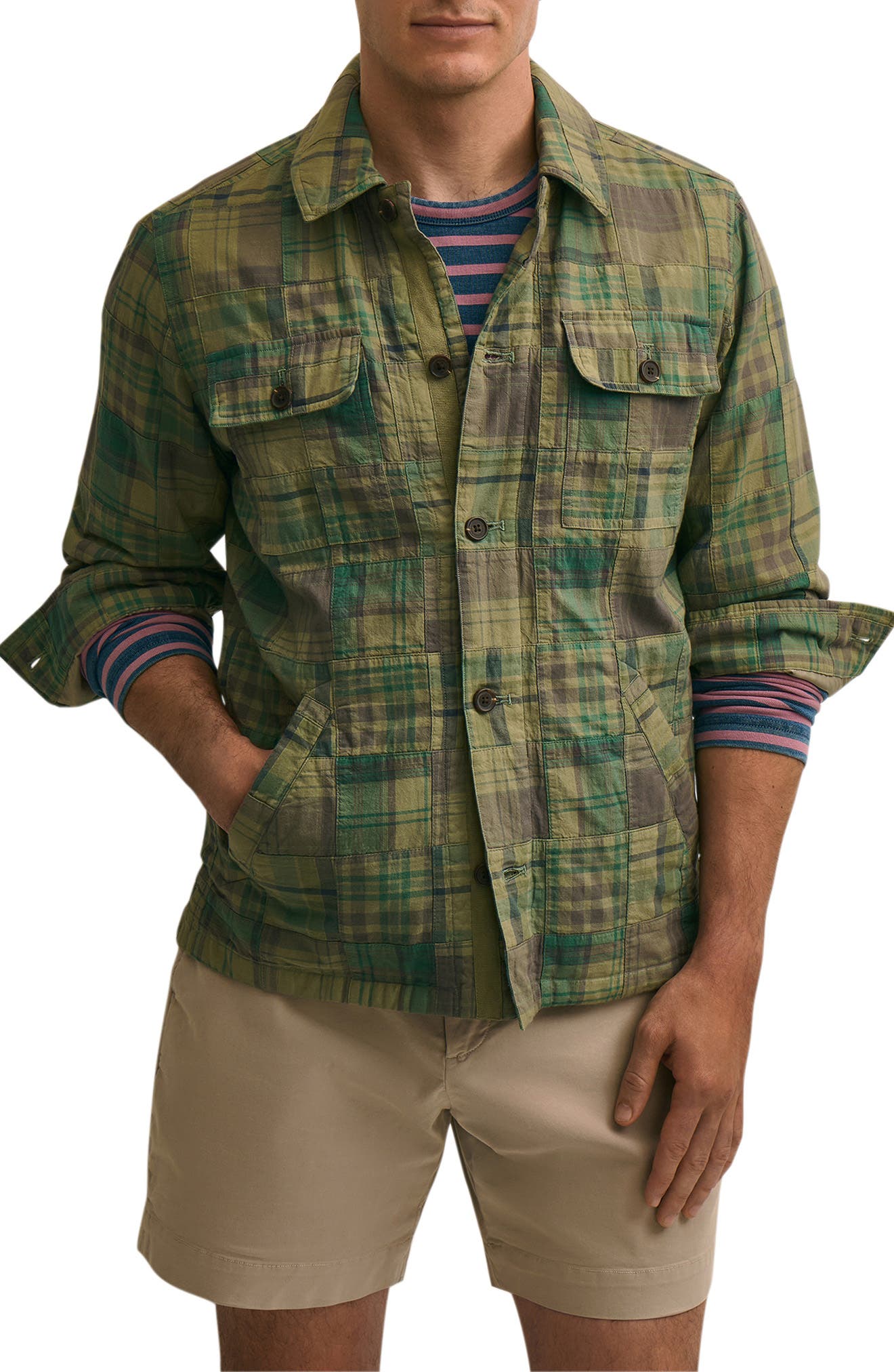 Patchwork Cotton Shirt Jacket