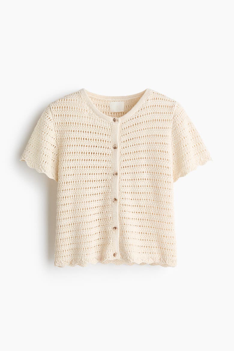 Pointelle-knit Cardigan, Alternate, color, Cream