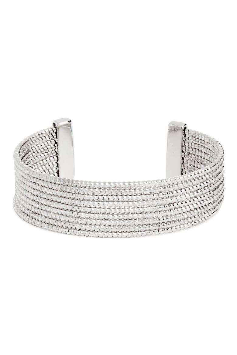 Faceted Cuff Bracelet, Main, color, SILVER