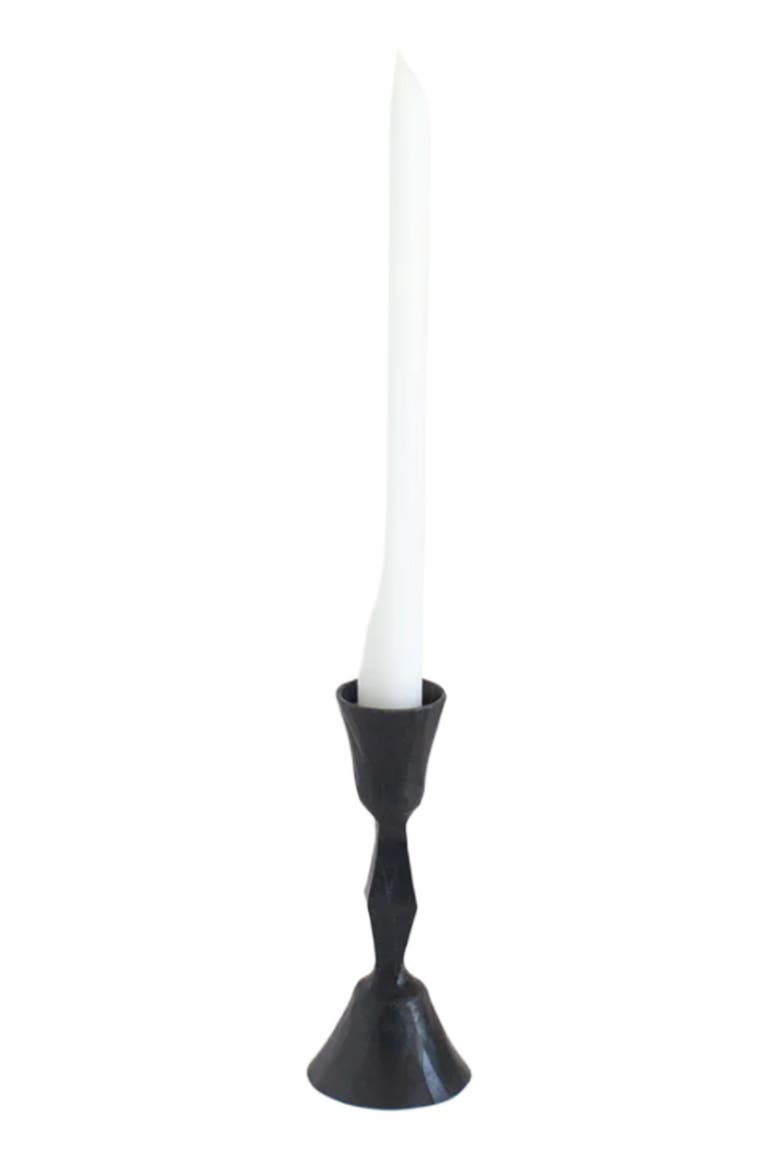 Low Diamond Hand-Forged Iron Candle Stand - Set of 2, Main, color, Black