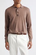Eleventy Cotton & Cashmere Long Sleeve Polo