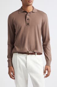 Eleventy Cotton & Cashmere Long Sleeve Polo