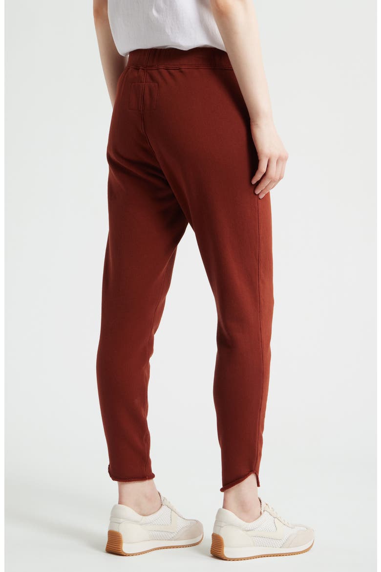 Christine Raw Tulip Hem Cotton Fleece Joggers, Alternate, color, REDWOOD