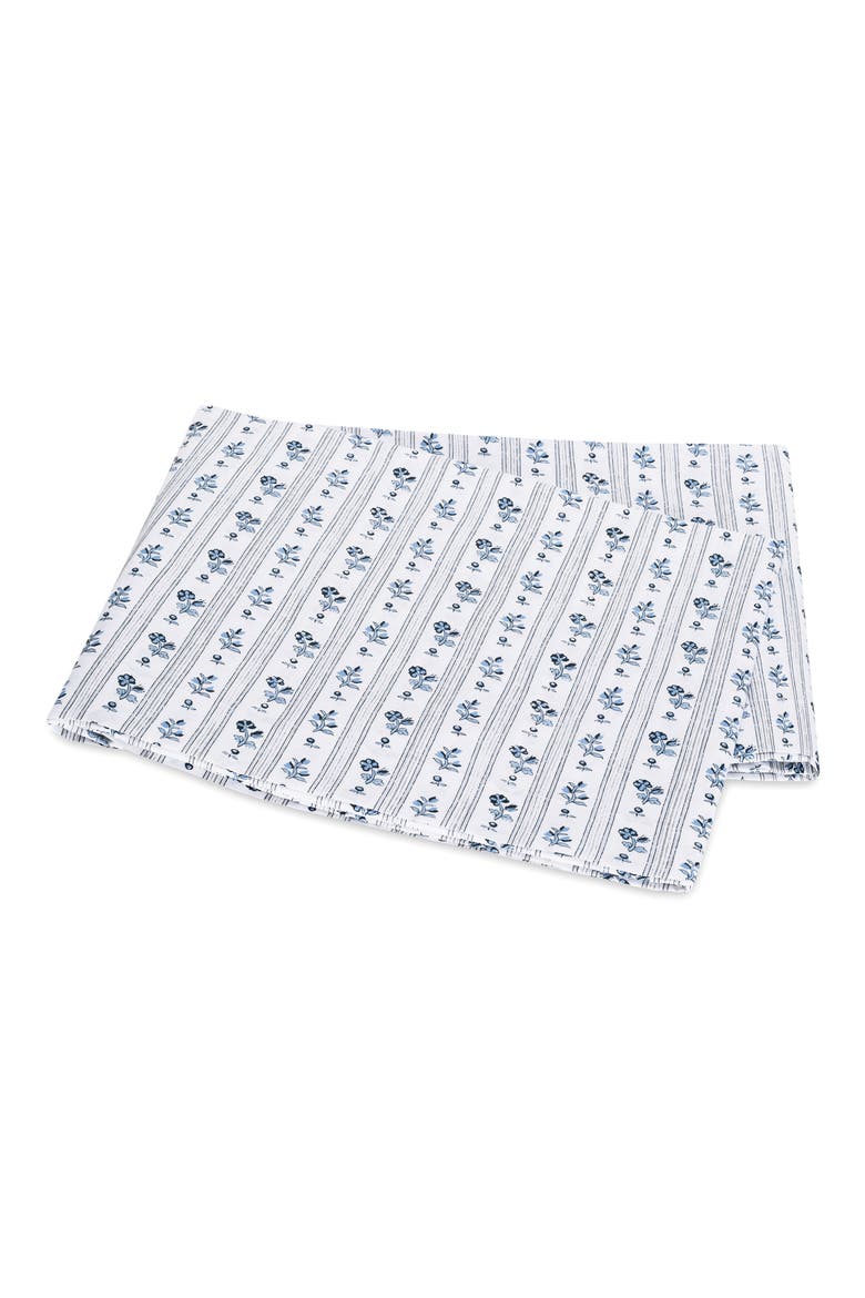 Cabanon Stripe 500 Thread Count Cotton Percale Flat Sheet, Main, color, BLUE