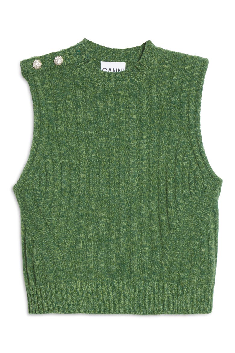 Shoulder Button Recycled Wool Blend Sweater Vest, Alternate, color, KELLY GREEN