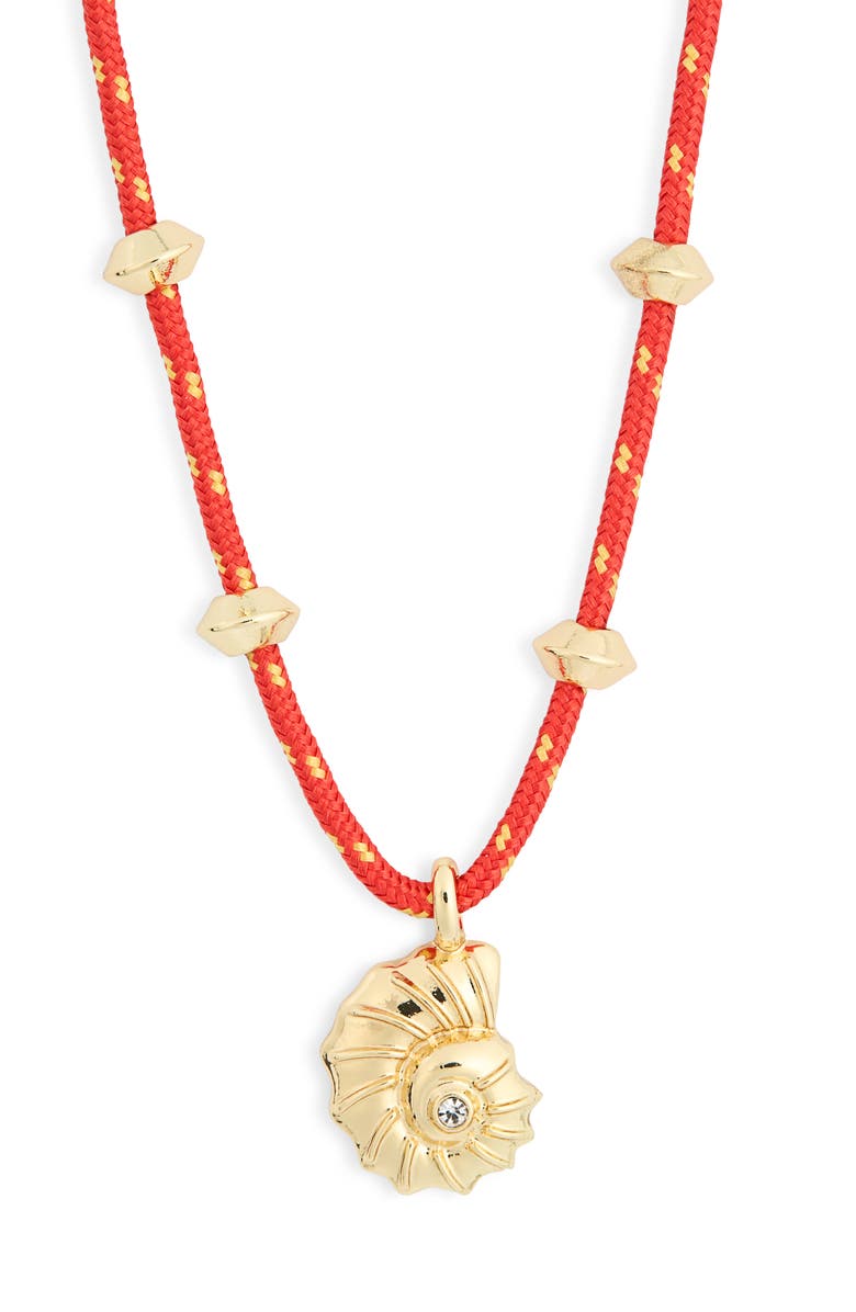 BaubleBar Join the New Wave Shell Pendant Necklace, Alternate, color, Red