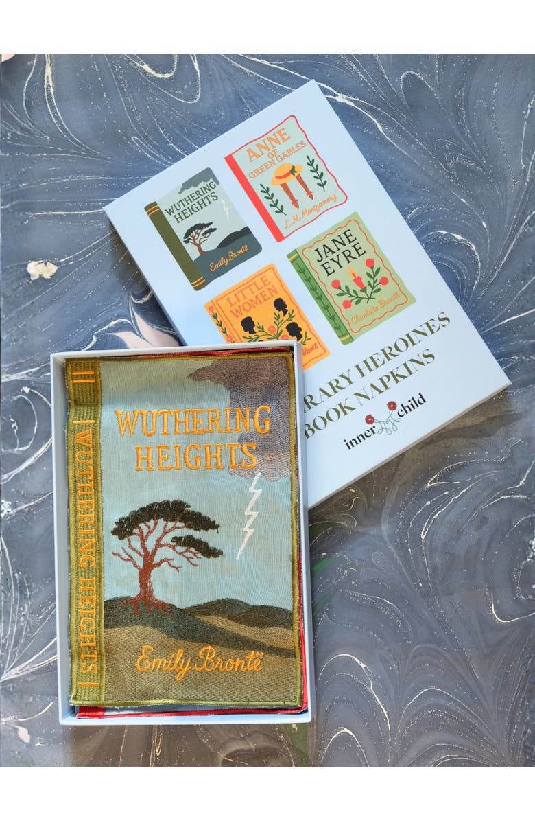 Inner Child Literary Heroines Books Embroidered Cocktail Napkins - Set of 4, Alternate, color, Multicolor