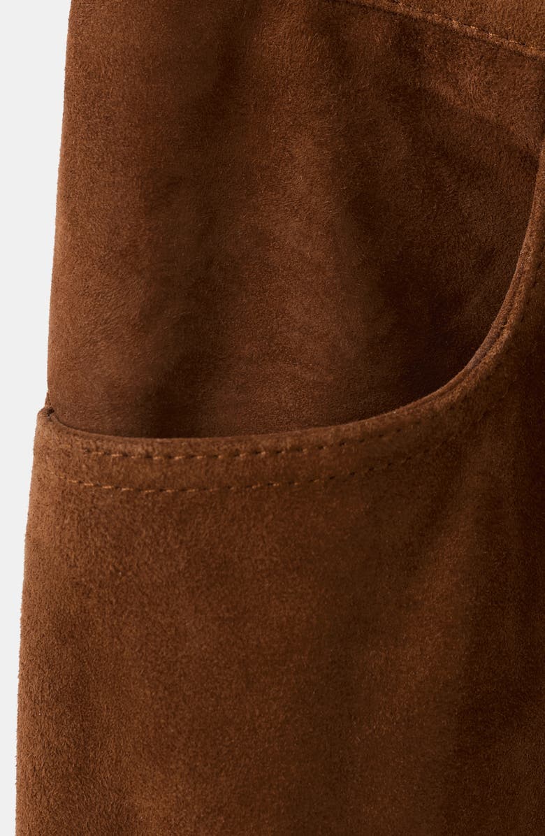 MANGO Straight Leg Suede Pants, Alternate, color, Tobacco Brown