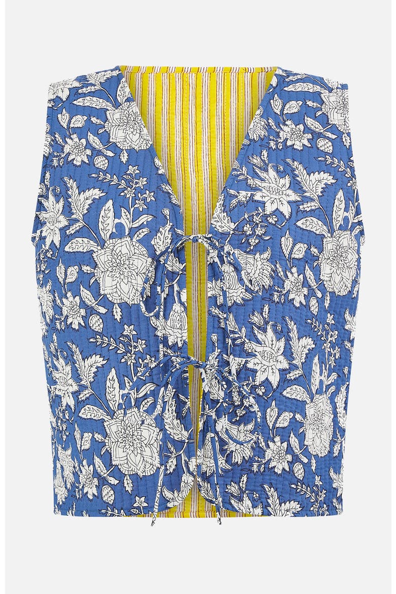 Floral Reversible Quilted Vest Jacket, Alternate, color, Blue