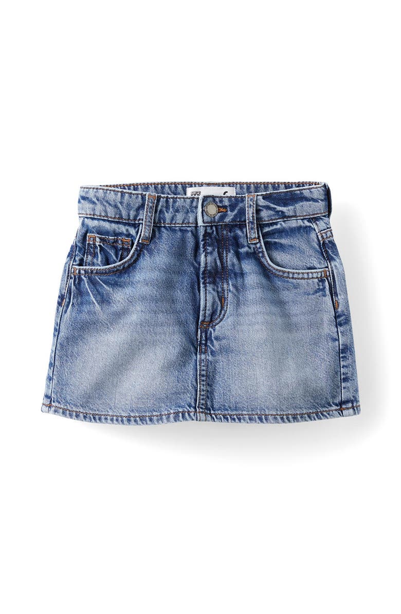 Cotton On Kids Kid's Alayna Aline Denim Skort, Alternate, color, Blue Haven Mid Blue Leopard