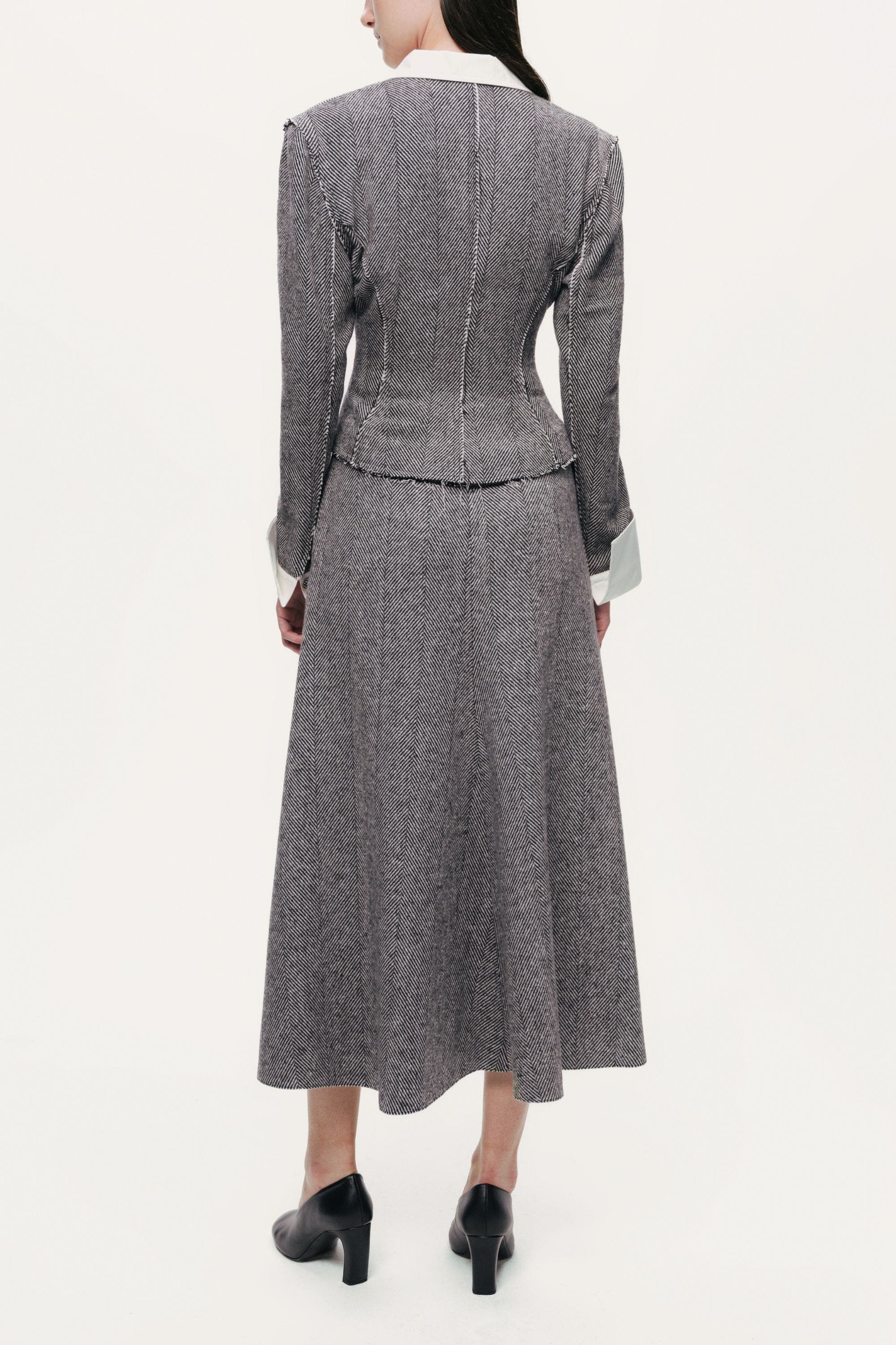 Nocturne Herringbone Pattern Flared Midi Skirt (Women) | Nordstrom