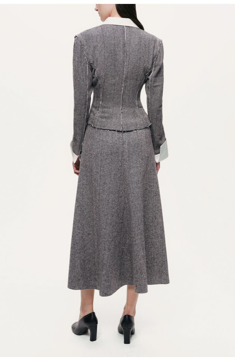 Nocturne Herringbone Pattern Flared Midi Skirt, Alternate, color, Multi-Colored