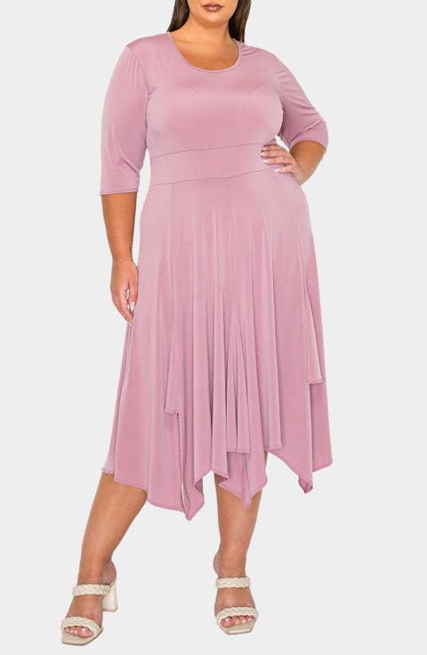 Shay Handkerchief Hem Midi Dress (Plus)