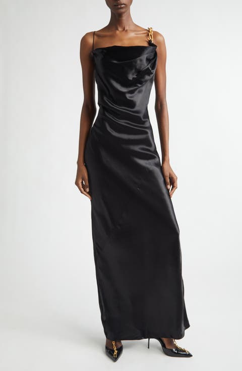 Chain Strap Satin Gown