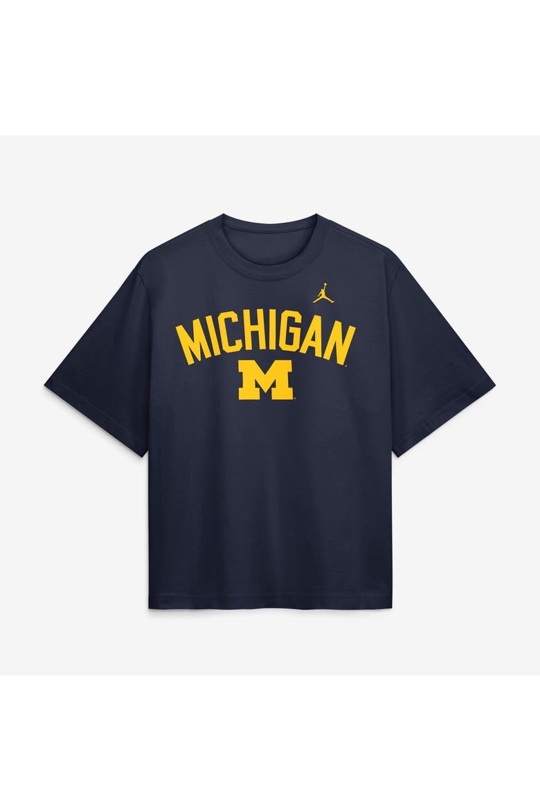 Women's Jordan Brand  Navy Michigan Wolverines Arch Logo Boxy T-Shirt, Main, color, Navy
