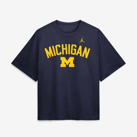 Women's Jordan Brand  Navy Michigan Wolverines Arch Logo Boxy T-Shirt