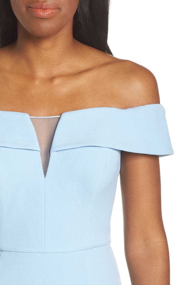 Vince Camuto Notched Off the Shoulder Crepe Gown, Alternate, color, 