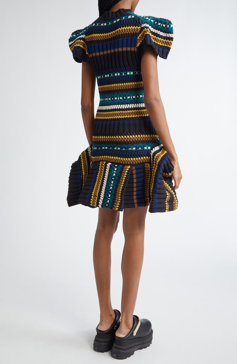 Sacai Stripe Mixed Stitch Sweater Dress, Alternate, color, 