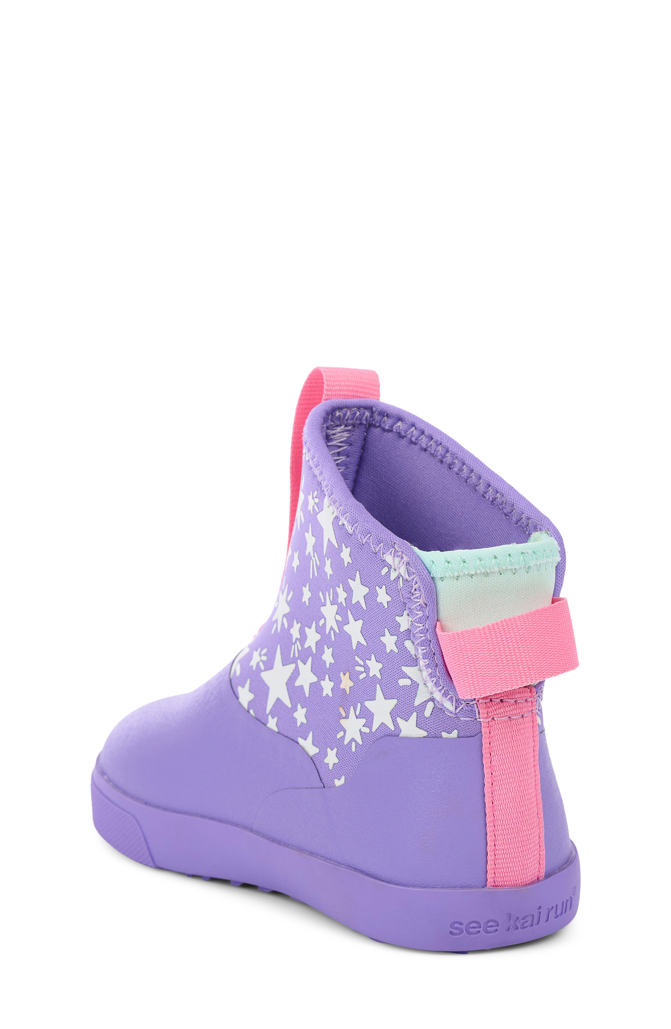 Kids' Ame Waterproof Rain Boot, Alternate, color, PURPLE SUPERSTARS