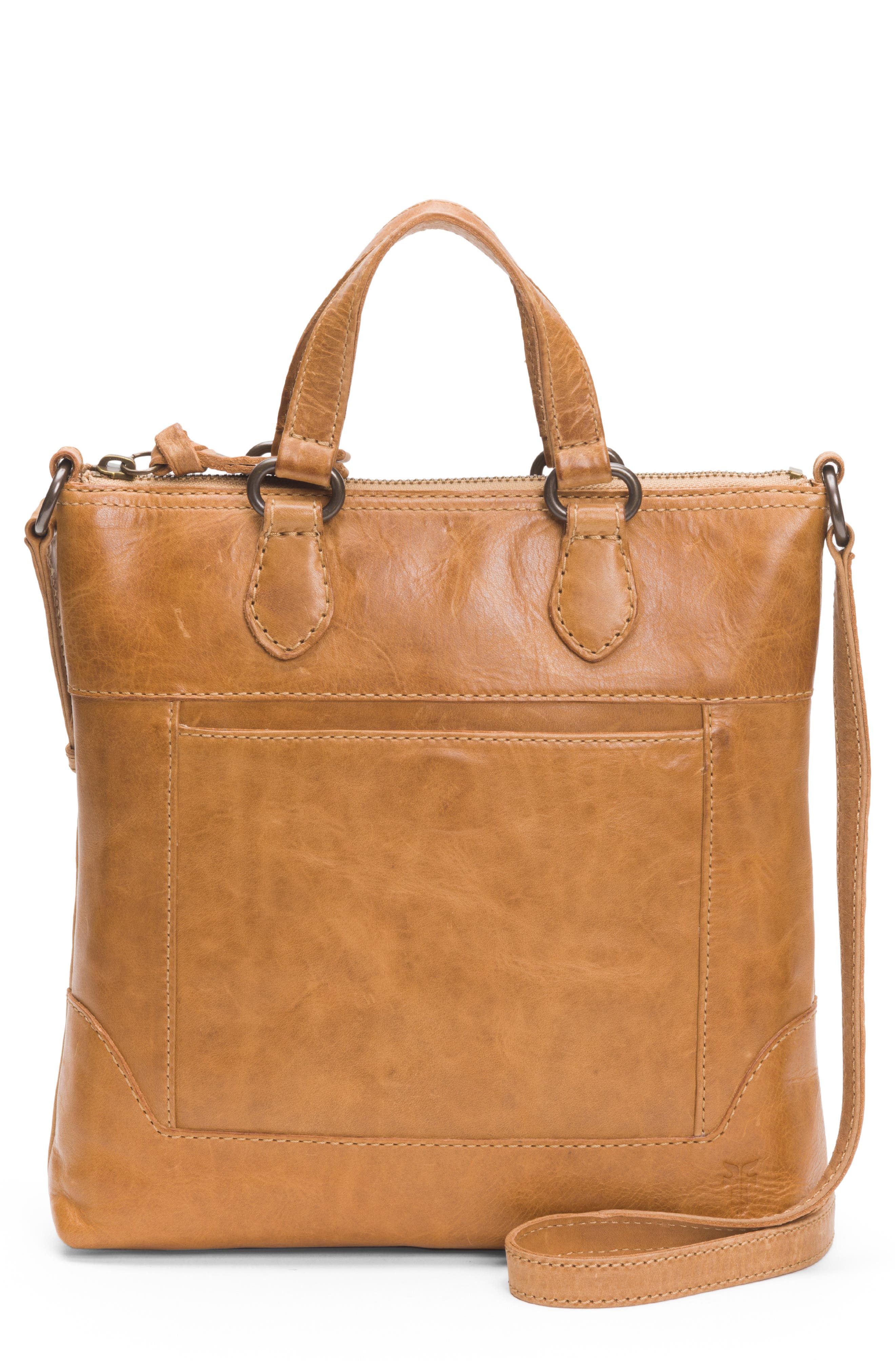 Melissa Small Leather Tote, Main, color, BEIGE
