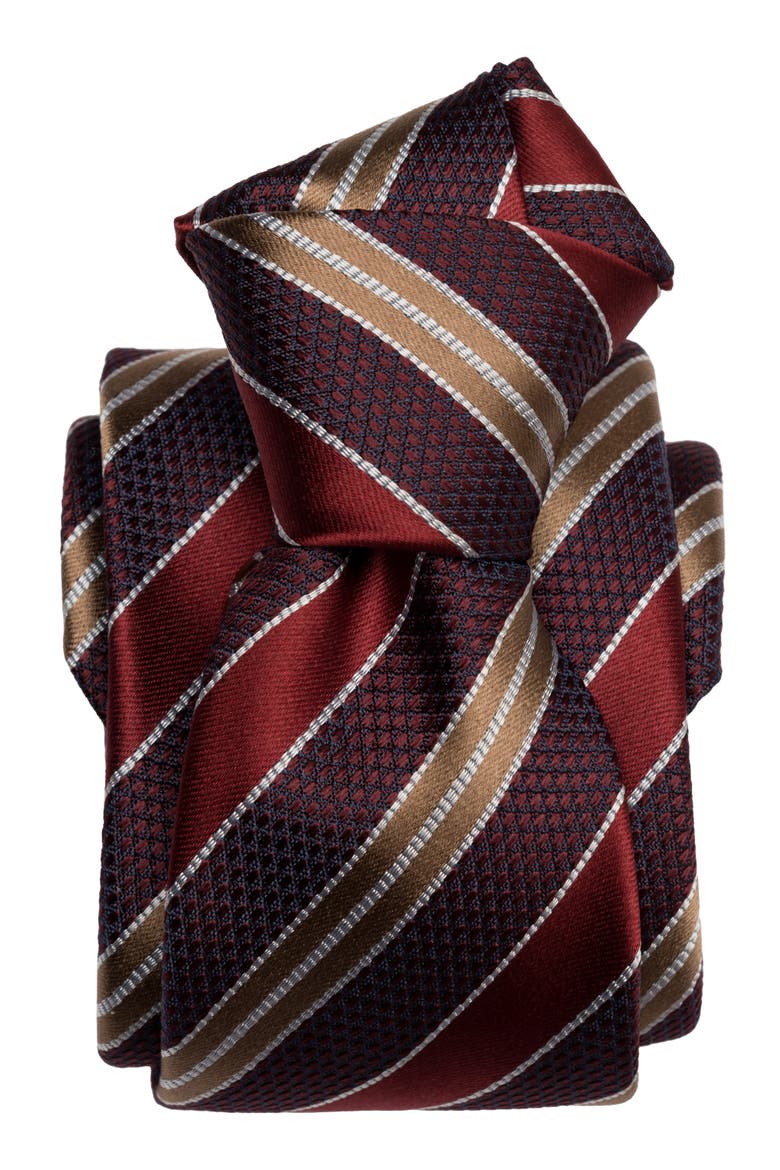Vesuvio - Silk Jacquard Tie for Men, Alternate, color, Red and Burgundy