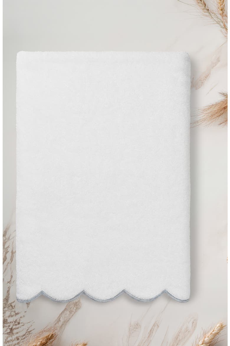 Adornia Scallop Bath Towel, Alternate, color, WHITE/ GRAY