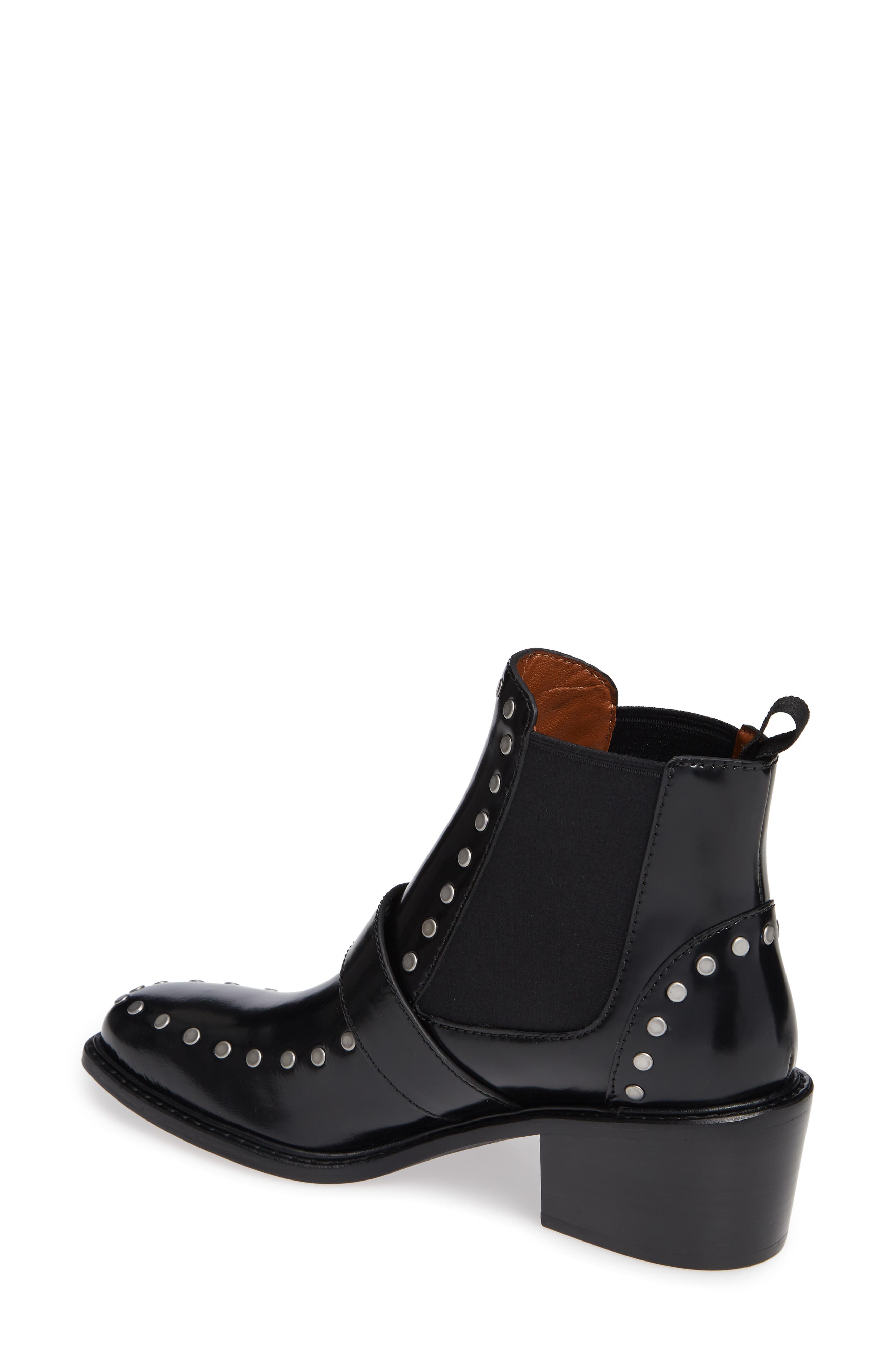 Nora Studded Chelsea Boot, Alternate, color, BLACK LEATHER
