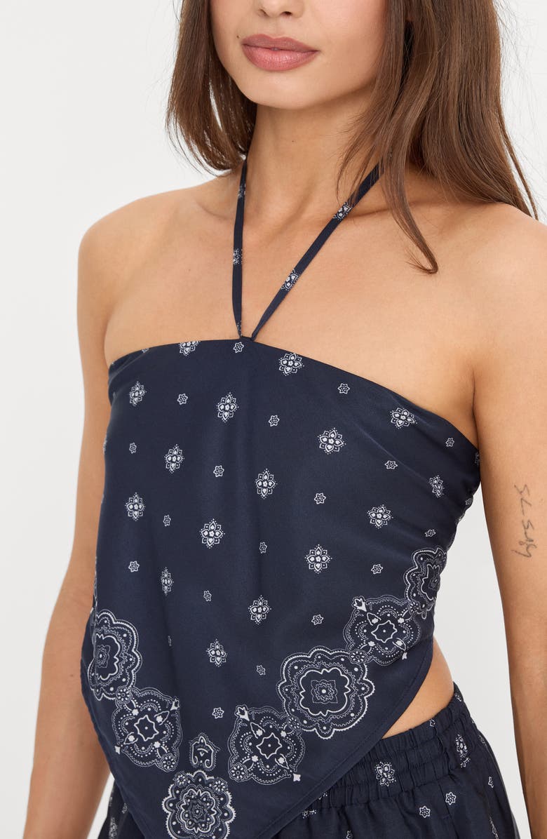 Good American The Recess Halter Neck Handkerchief Top, Alternate, color, Bandana