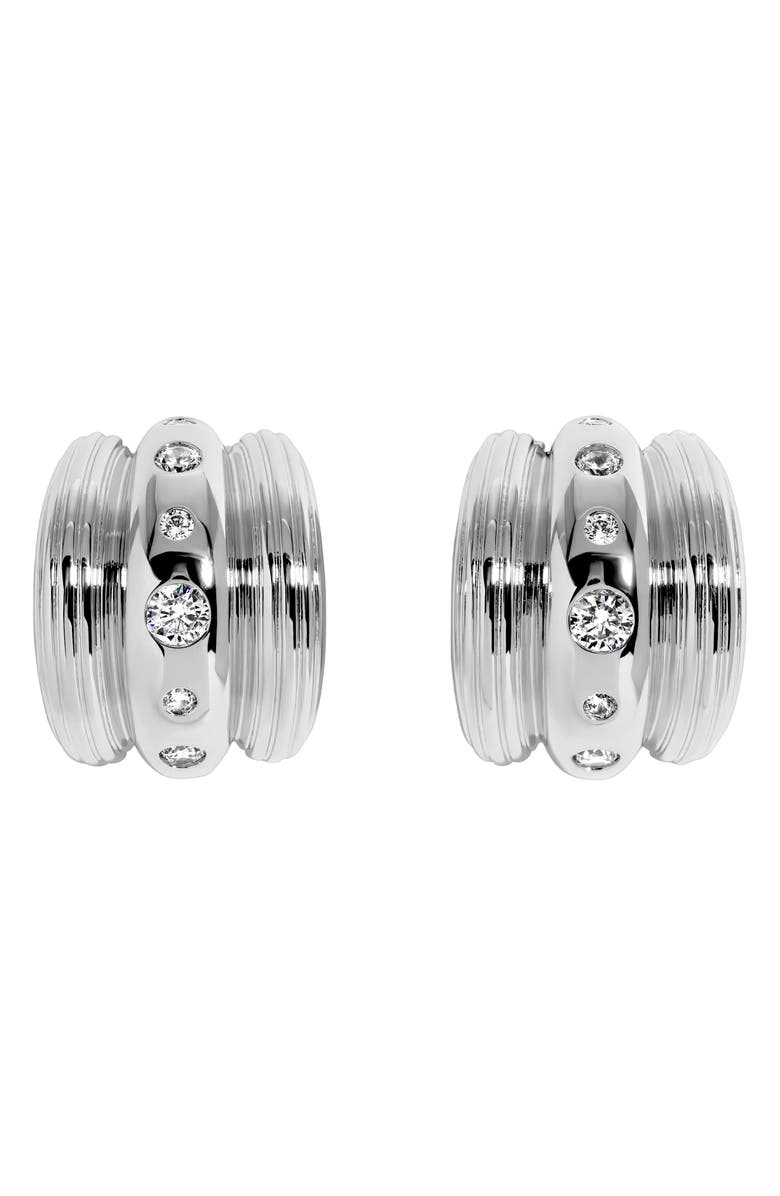 LILI CLASPE Elsa Shield Pavé Half Hoop Earrings, Main, color,