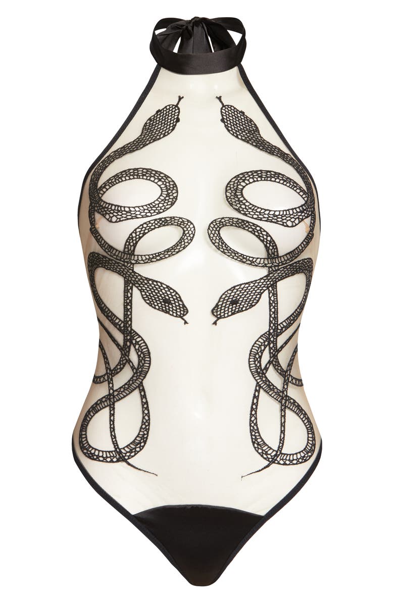 Thistle & Spire Medusa Halter Thong Bodysuit, Alternate, color, 