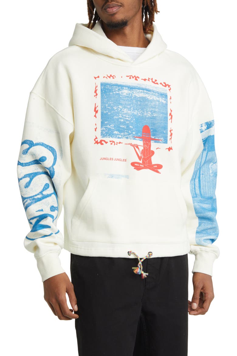 Password to Nirvana Cotton Blend Graphic Hoodie, Main, color, CREAM