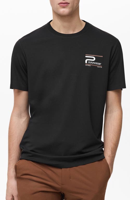 Mango Comfort Stretch Thermoregulating Graphic T-shirt In Black