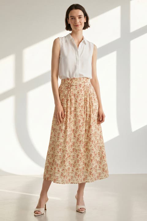 Deene High Waist Midi Skirt With Pockets