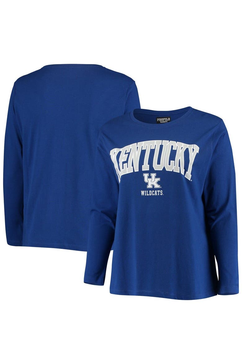 Women's Royal Kentucky Wildcats Plus Size Logo Long Sleeve T-Shirt, Alternate, color, Royal