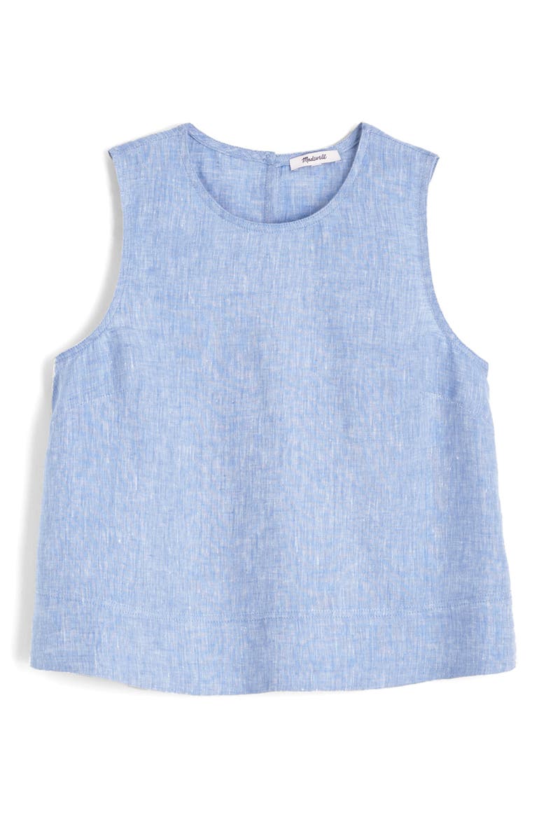 Suki Sleeveless Linen Top, Alternate, color, SUNFADED BLUE