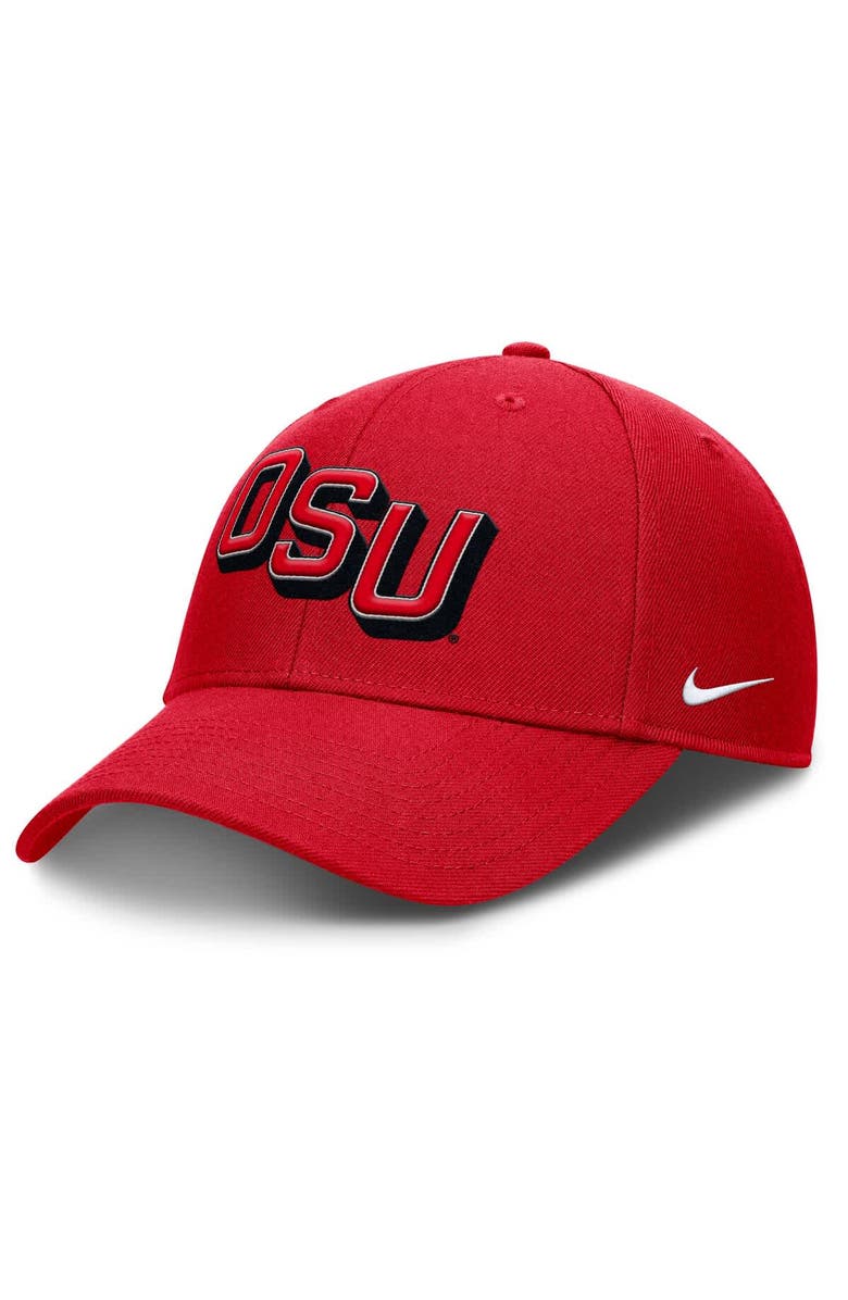 Nike Men's Nike Scarlet Ohio State Buckeyes Slanted Primetime Rise Performance Adjustable Hat, Main, color, Scarlet