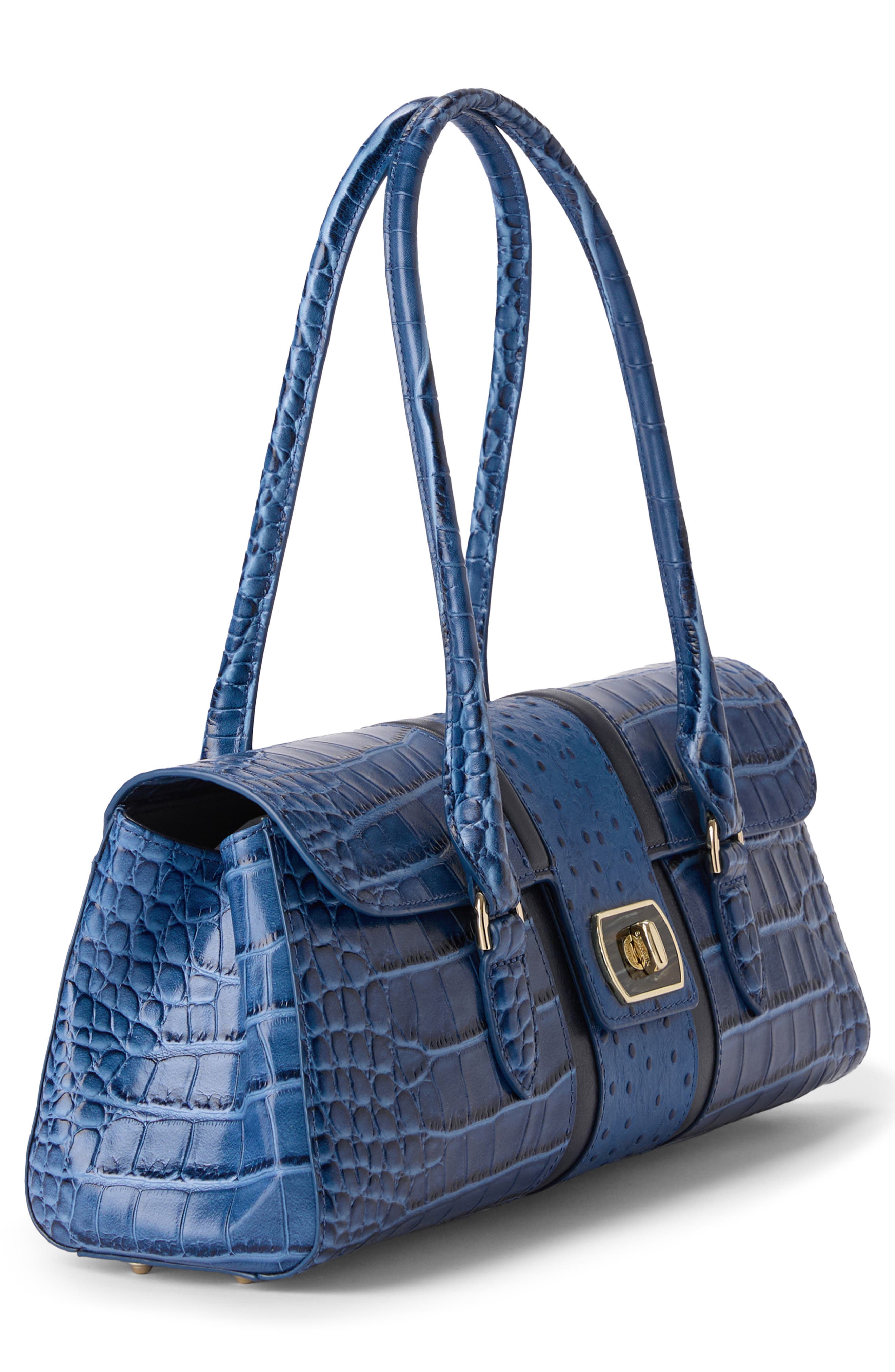 Dayan Embossed Leather Shoulder Bag, Alternate, color, RETRO BLUE