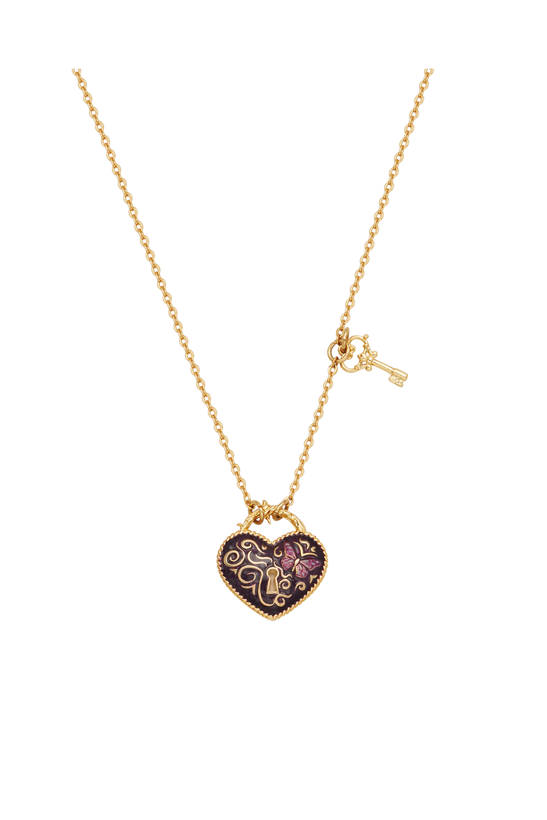 Eve Heart Lock & Key Necklace, Alternate, color, Gold