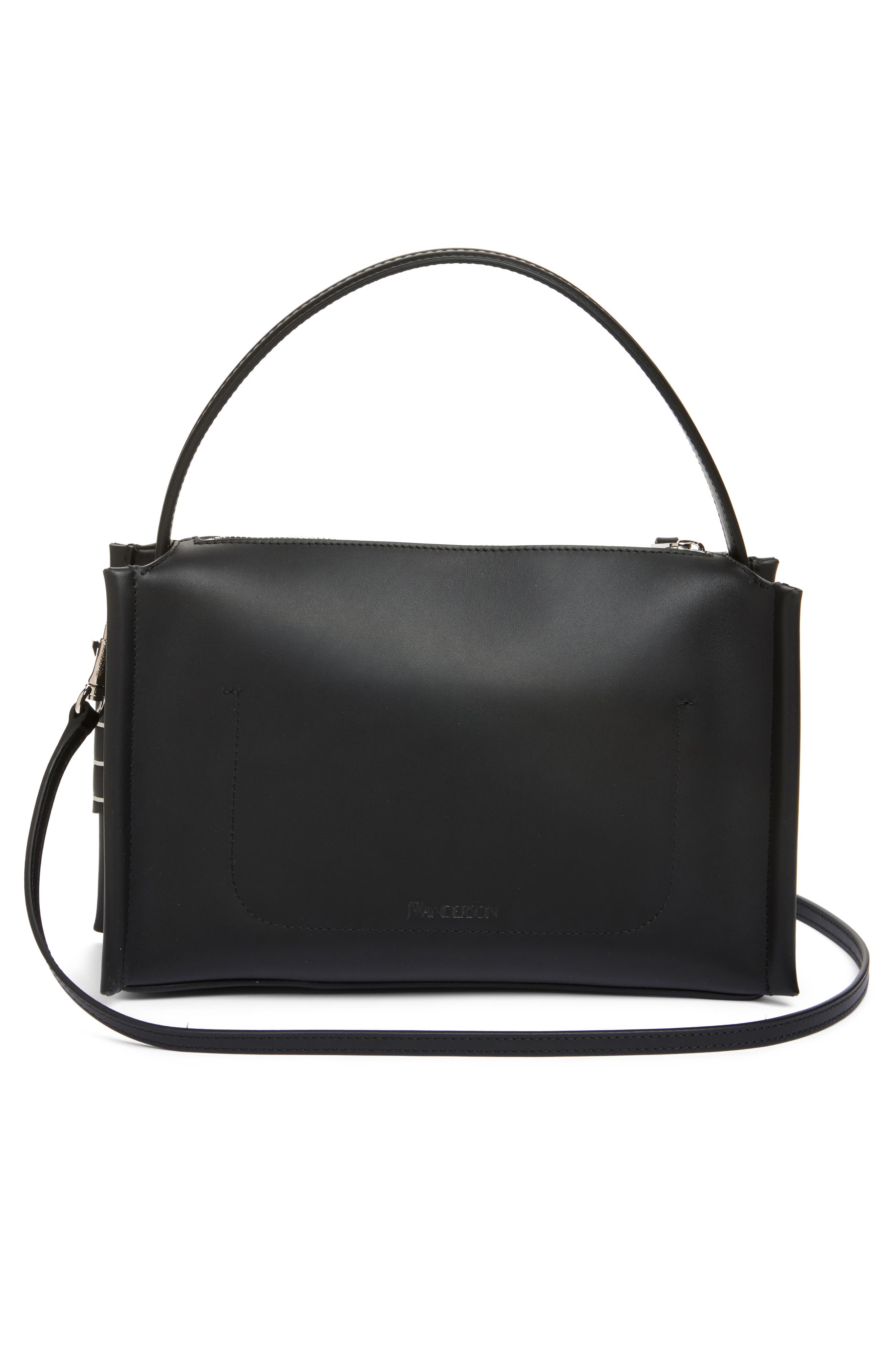 JW Anderson Loafer Leather Top Handle Bag, Alternate, color, Black