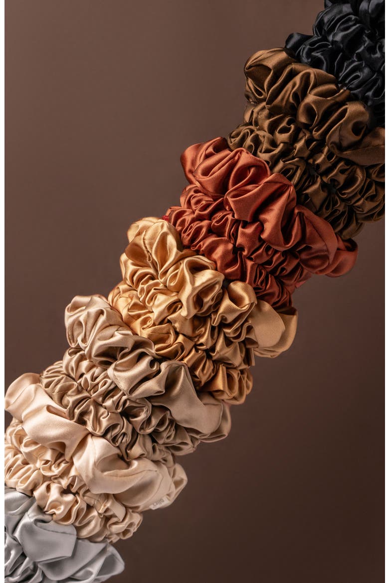 3-Pack Large & Small Silk Scrunchie Set, Alternate, color, BLACK