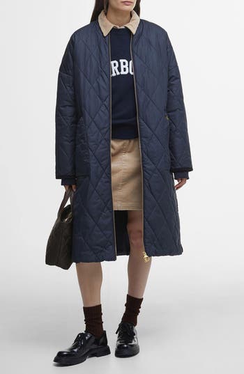 Barbour Rhea Longline Quilted Coat In Multi