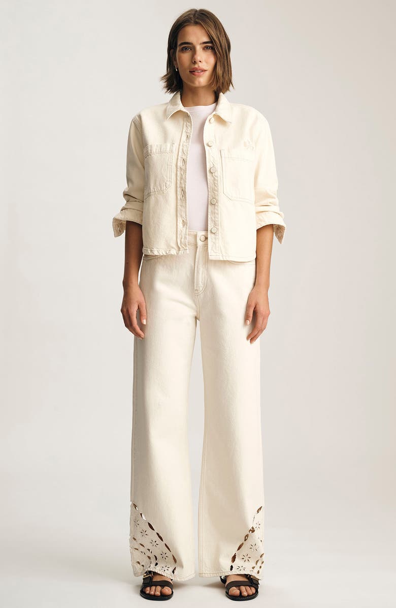 Mavi Jeans Malibu Eyelet Embroidererd Wide Leg Jeans, Alternate, color, 